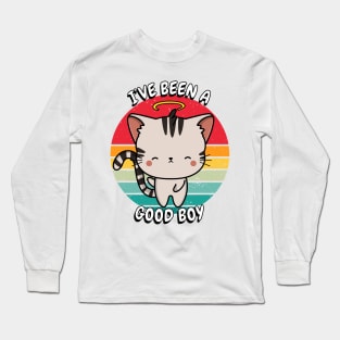 Cute Tabby cat is a good boy Long Sleeve T-Shirt